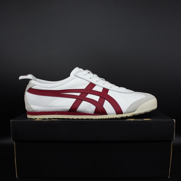 Onitsuka Tiger by Asics Shoes - ASICS ONITSUKA D4J2L-0125 White Burgandy Mexico 66 Unisex fashion Sneakers